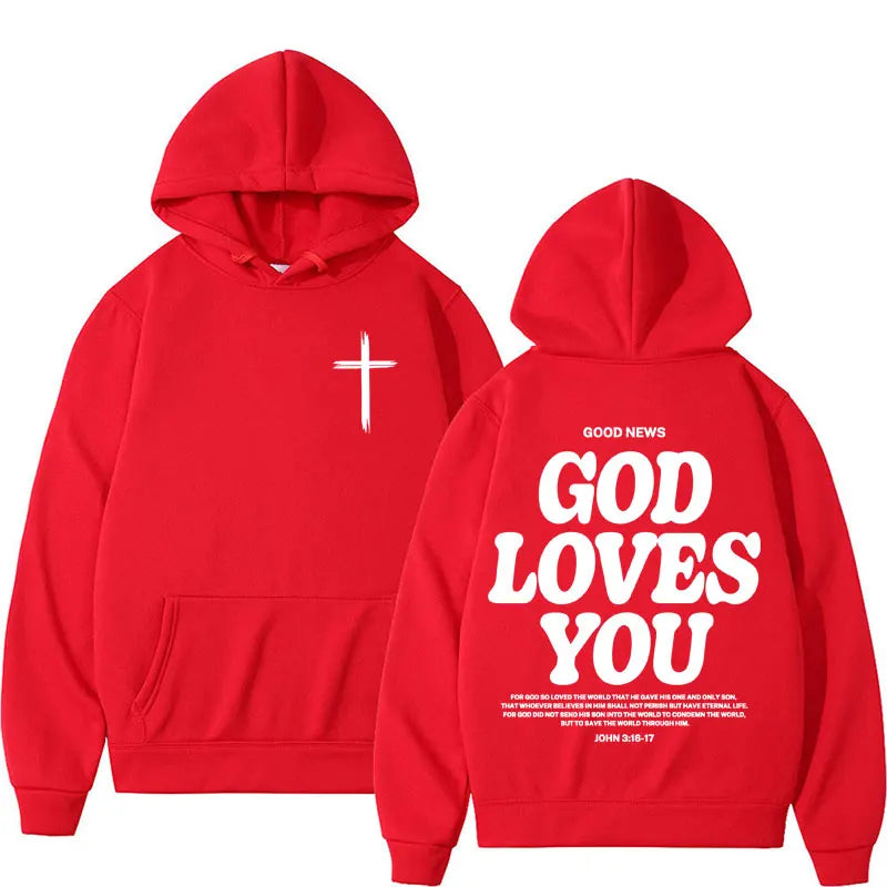 Harajuku Aesthetic Christian Jesus Church Hoodie Bible Verse God Loves You Hooded Men'S Women Vintage Sweatshirts Streetwear Y2K