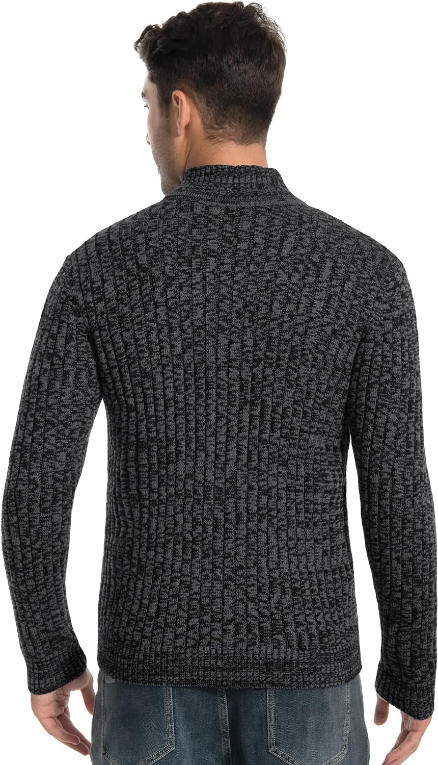 Men'S Cardigan Sweaters Full Zip up Stand Collar Slim Fit Casual Knitted Sweater with 2 Front Pockets